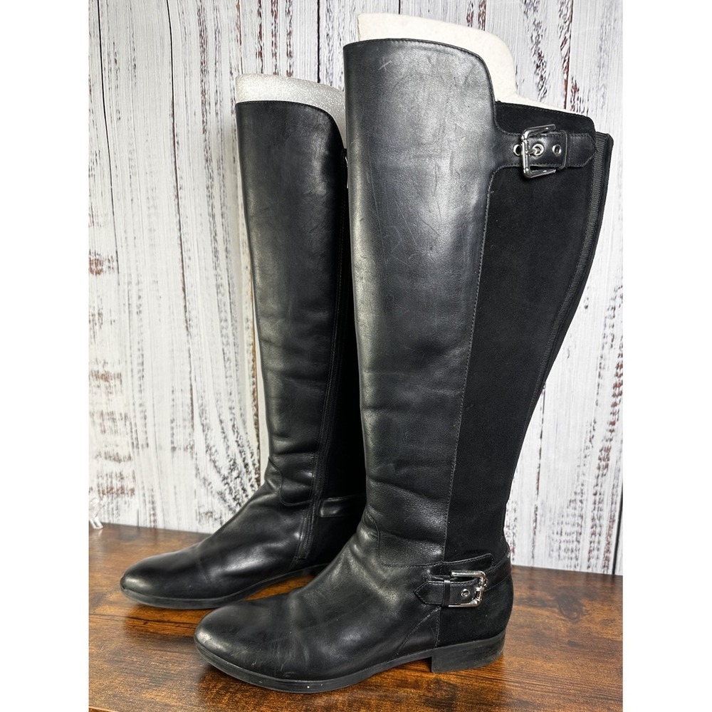 Marc Fisher Damsel Boots Size 8.5 M Black Medium Calf Tall Shaft Leather